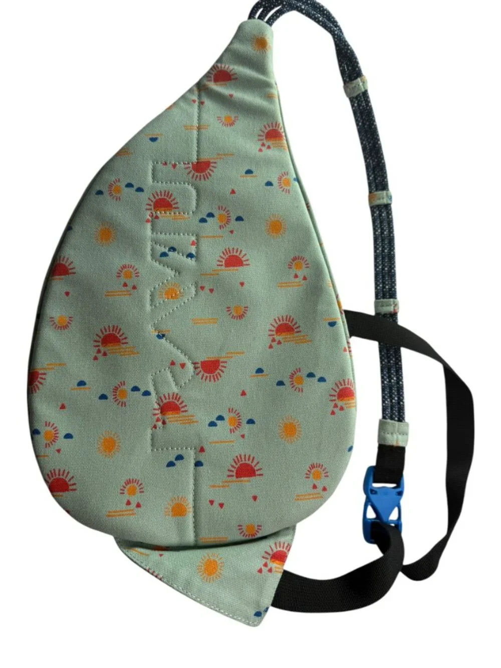 KAVU Backpack Rope Bag Sling Style Sun Print.  Zip Pockets